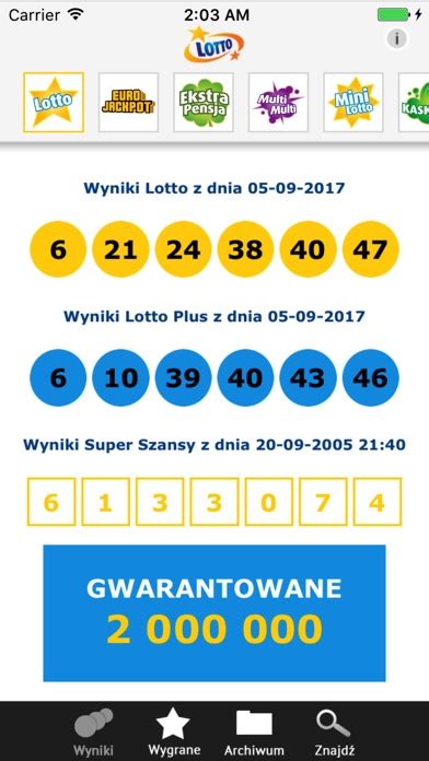 Wyniki Mini Lotto: aktualne i archiwalne .